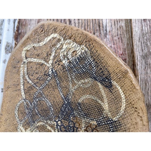 Vintage Brown Abstract Art Pottery Footed Bowl Signed - Picture 11 of 12